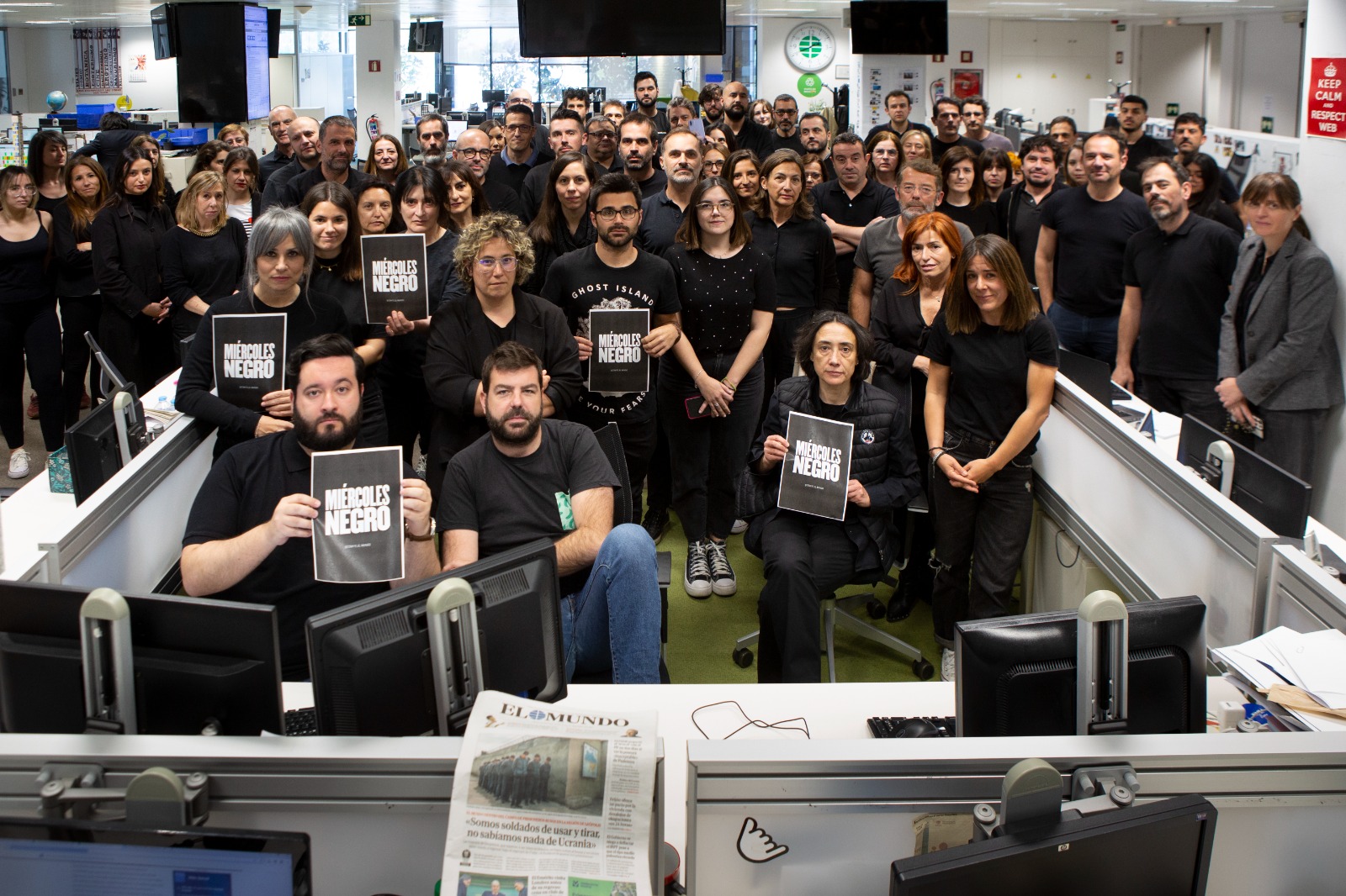 Protesta de los 'miércoles negros' en la redacción de 'El Mundo'. Foto: comité de empresa de 'El Mundo'